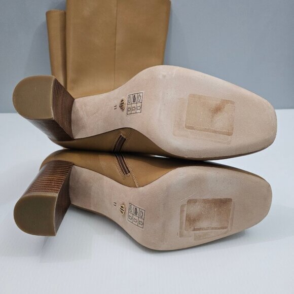 Paige Keely Knee High Boot Womens 11 Cognac Tan Leather Tall Heeled Riding Fall - Picture 13 of 15